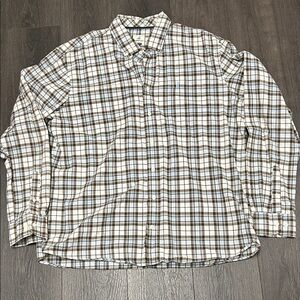 Johnnie-O Men's Brown and Blue Plaid Long Sleeve Shirt